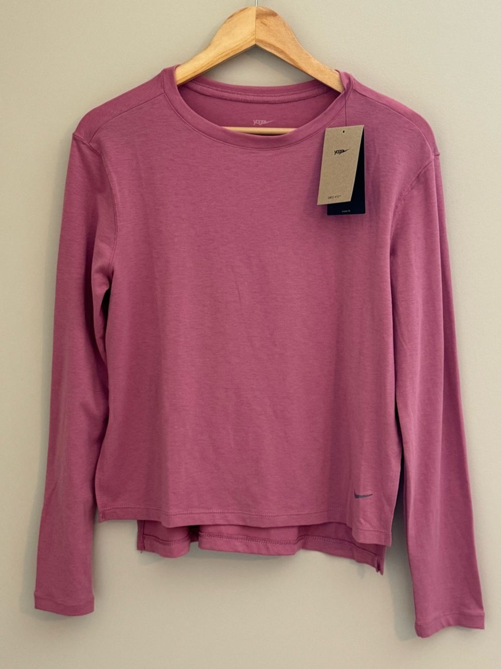 NIKE Yoga - NWT Pink Dri-Fit Long Sleeve Shirt - Size S - Picture 1 of 11